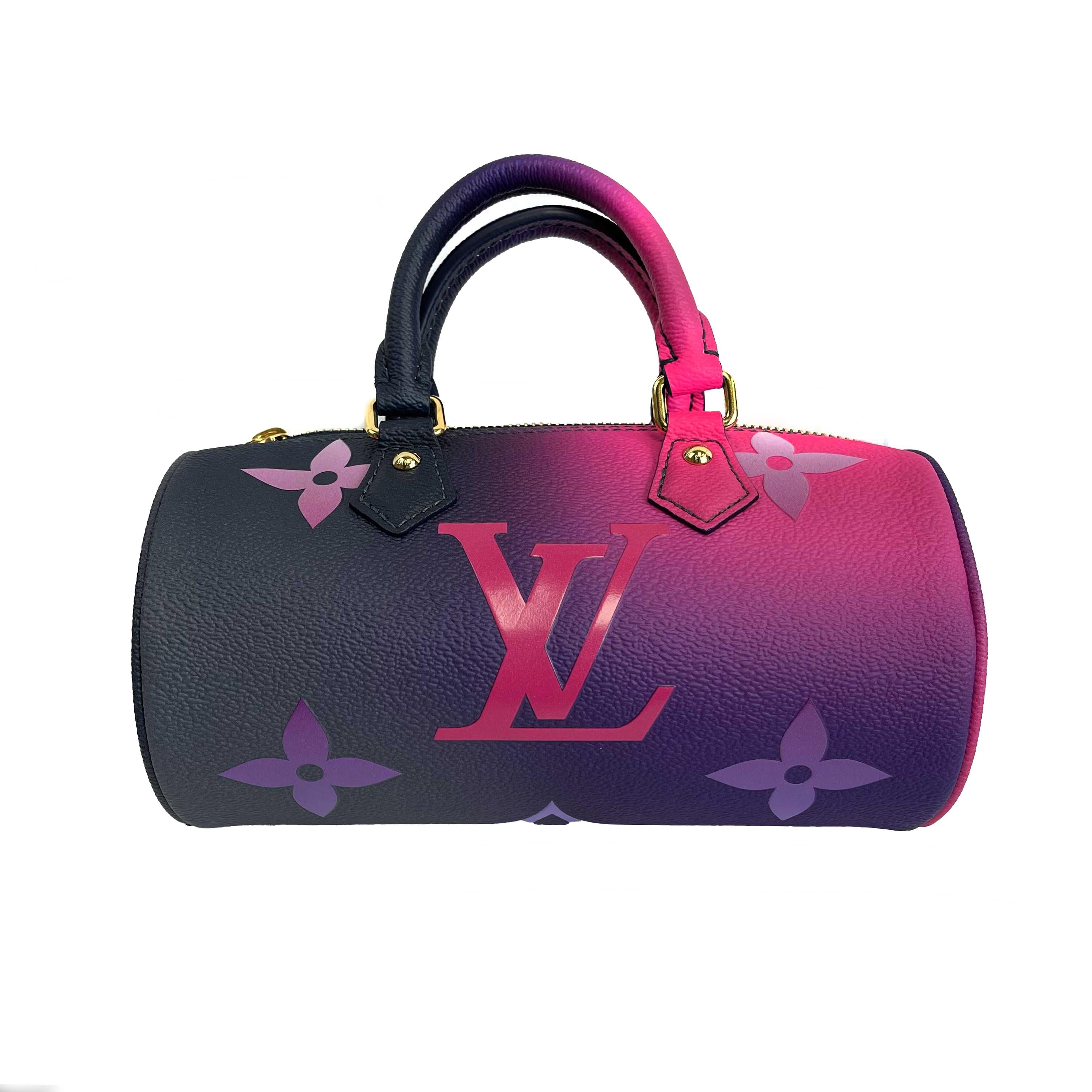 Louis Vuitton NEW Midnight Fuchsia Papillon BB Satchel - Coin Purse - Crossbody
Measurements

Width: 8 in / 20.32 cm
Height: 4 in / 10.16 cm
Depth: 4.25 in / 10.795 cm
Strap Drop: 14 - 21 in / 35.56 cm
Handle Drop: 2.75 in / 6.985 cm
Details

Made