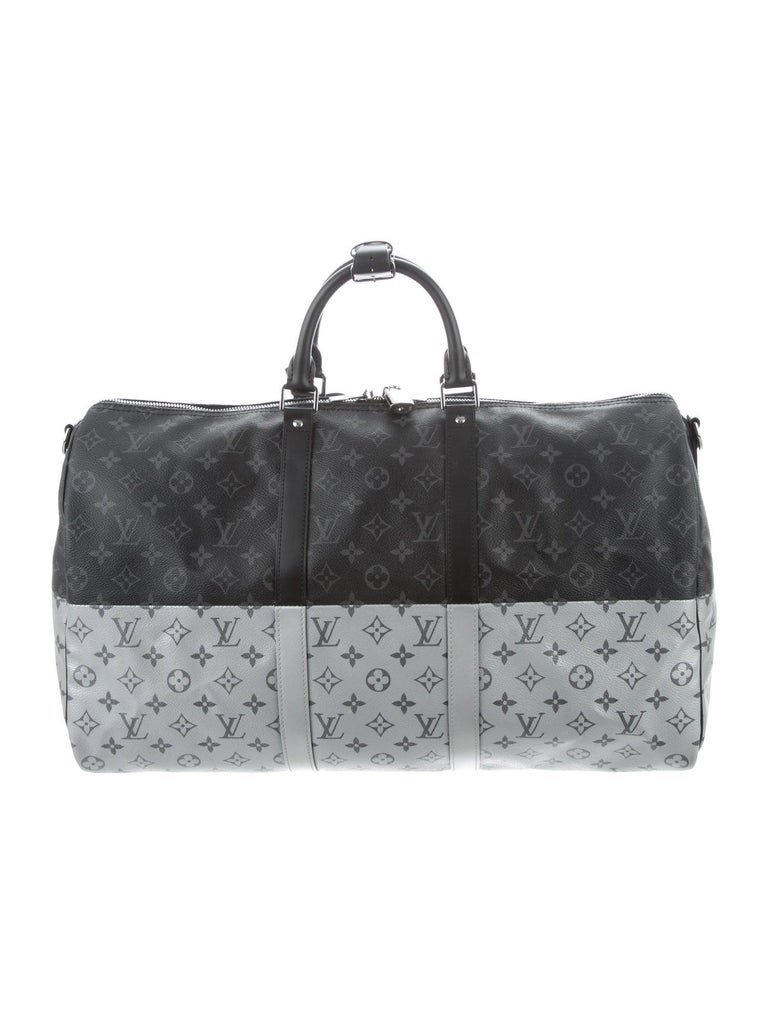 Louis Vuitton NEW Monogram Black Silver Top Handle Men&#39;s Travel Duffle Bag at 1stdibs