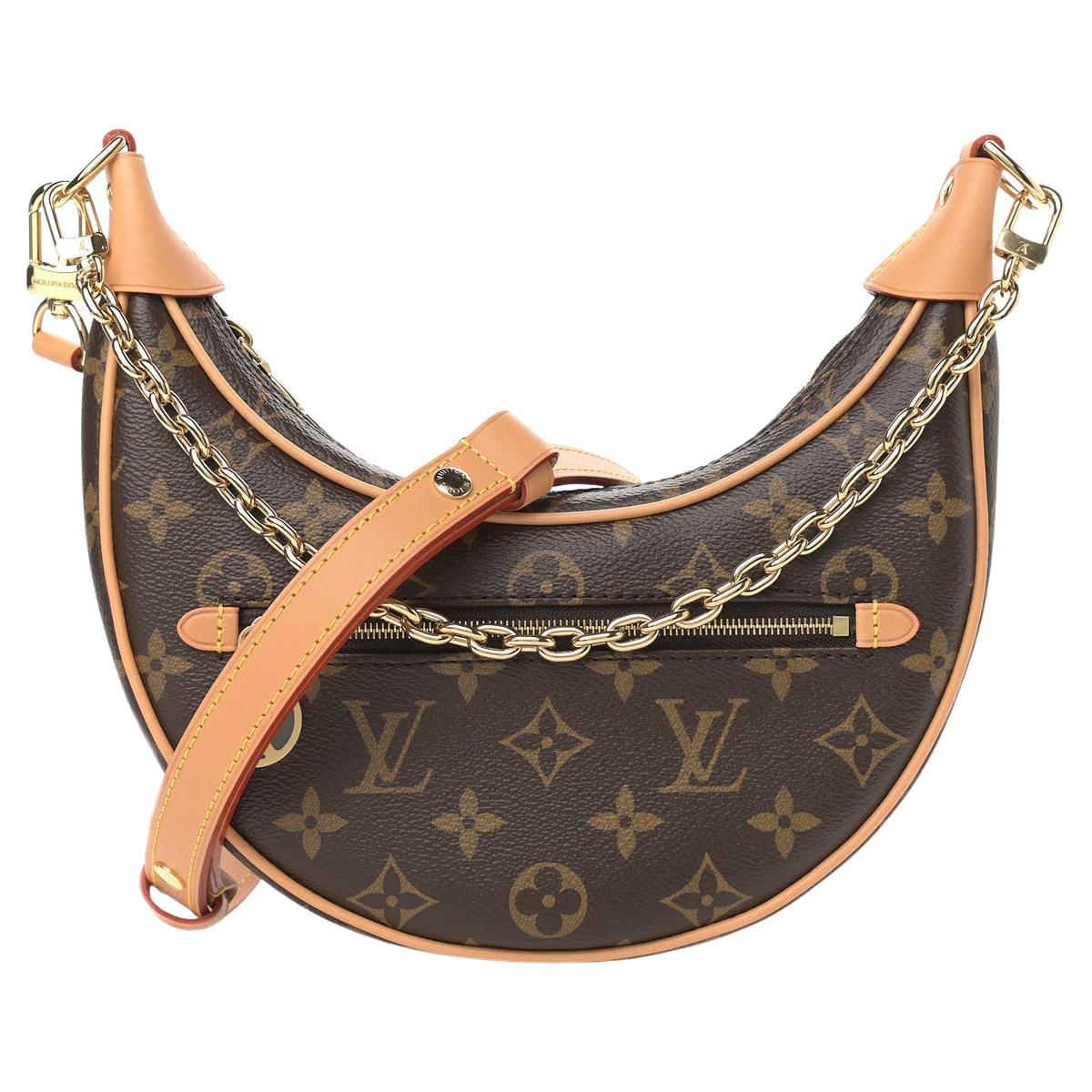 LOUIS VUITTON NEW Monogram Canvas Loop Gold Chain Small Evening Shoulder Bag  For Sale at 1stDibs