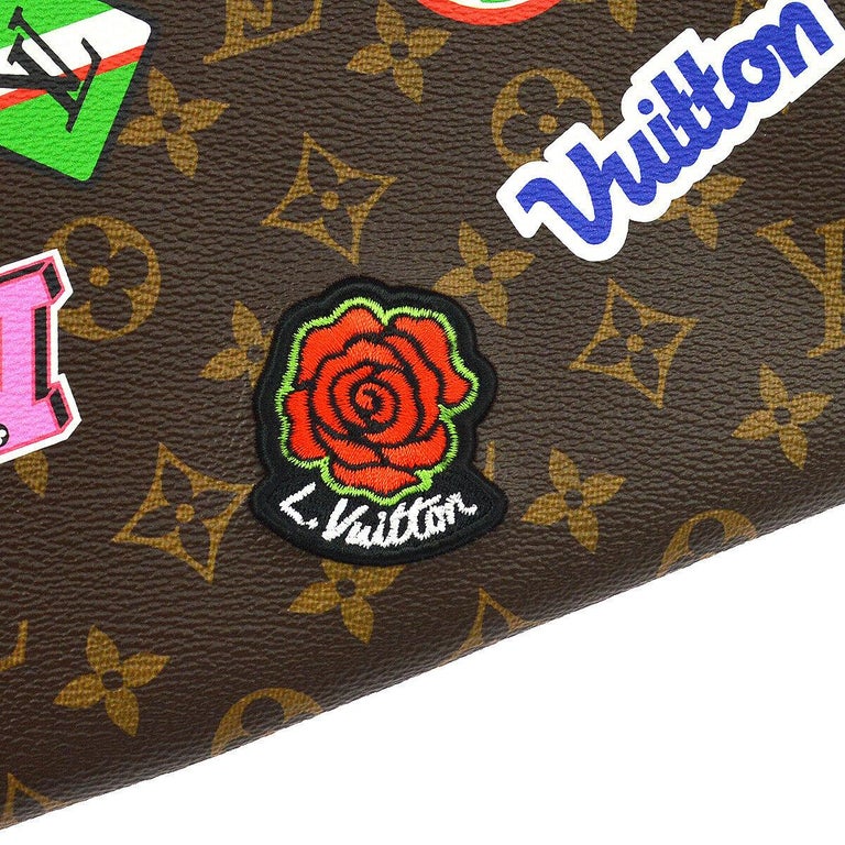 Louis Vuitton NEW Monogram Patch Sticker Envelope Pouch Clutch Wristlet in Box For Sale at 1stdibs