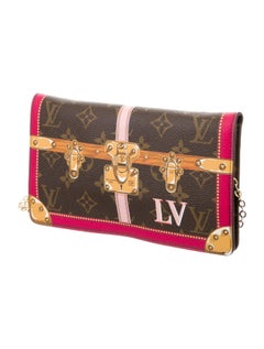 Louis Vuitton NEW Multi Pink Monogram Evening Clutch Shoulder Flap Chain Bag