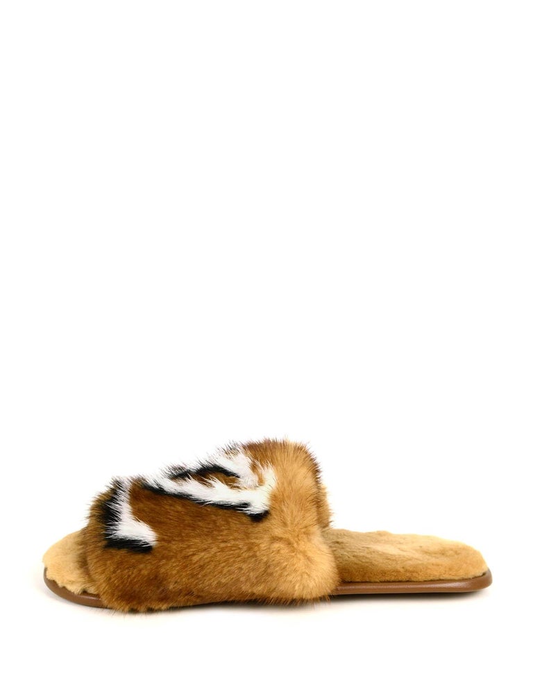 Louis Vuitton Monogrammed Mink Fur Slippers Eu 38-39 Uk 5-6 Us 8-9 at  1stDibs