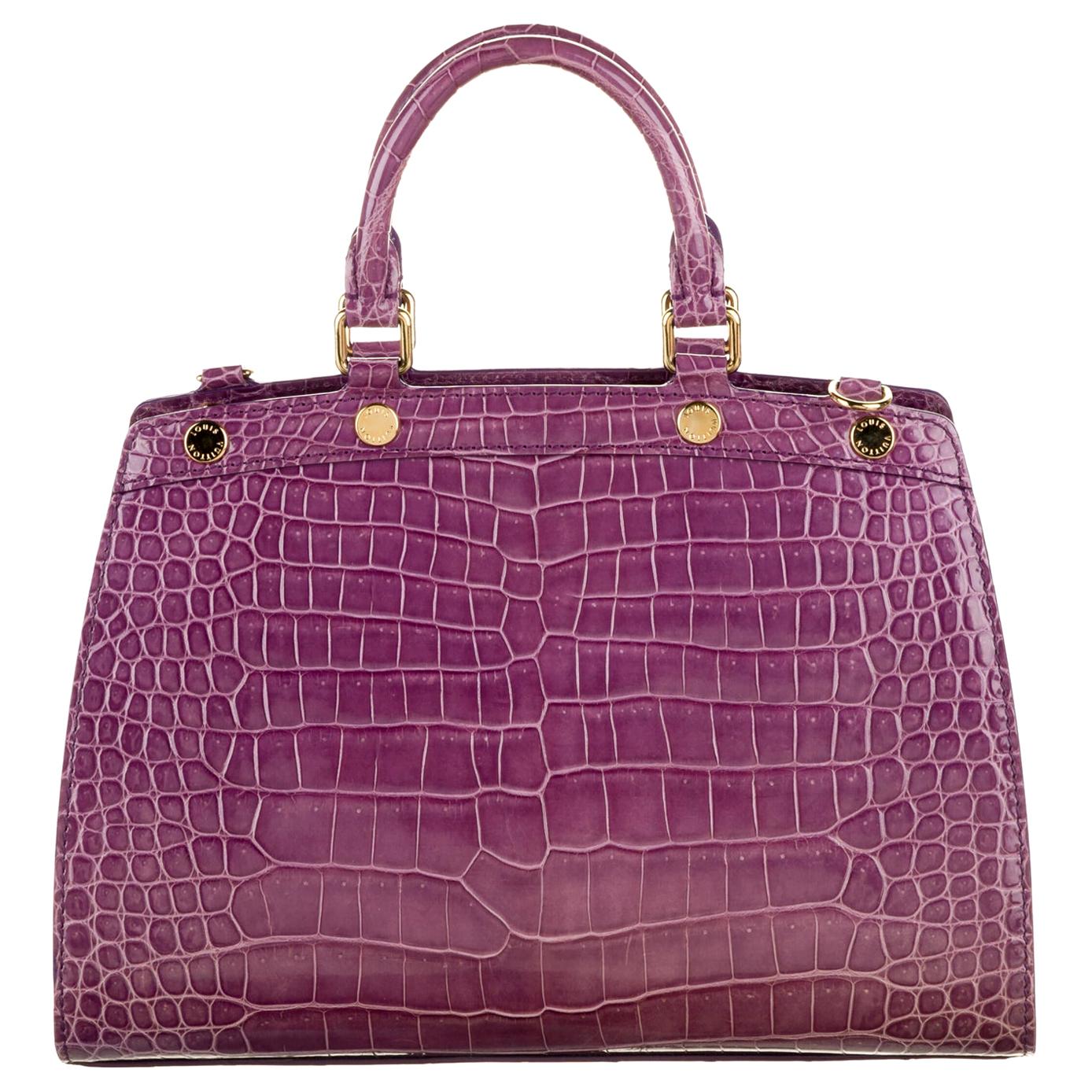 Louis Vuitton NEW Purple Crocodile Exotic Top Handle Satchel Shoulder Tote Bag