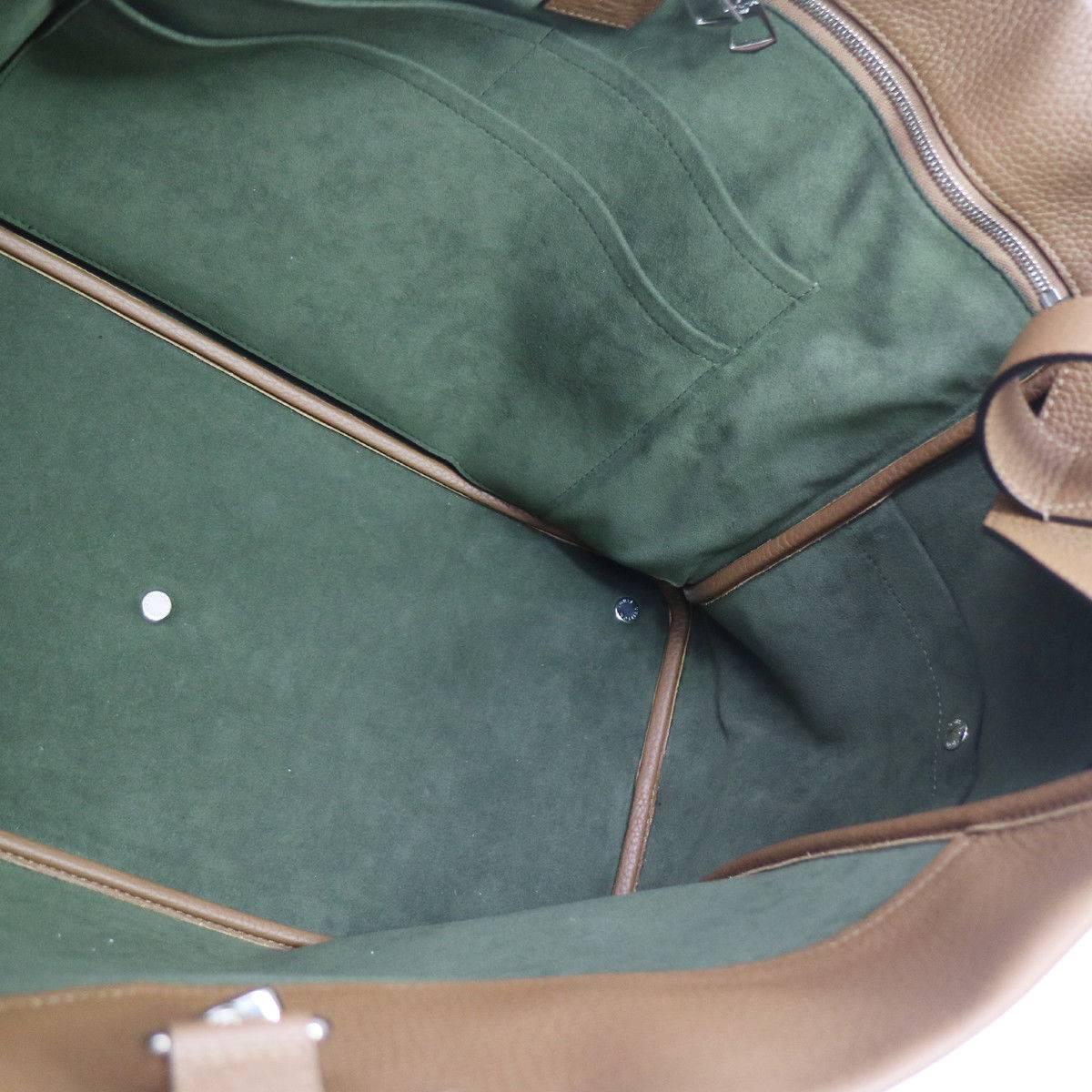 Louis Vuitton New Tan Leather Men's Women's Travel Weekender Carryall Bag 3