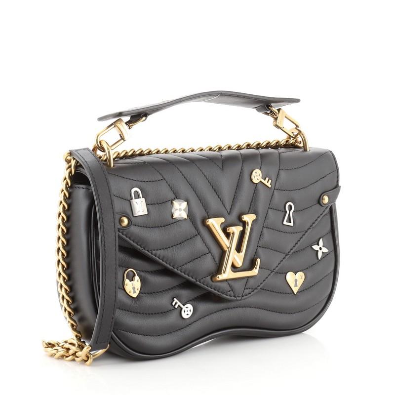 Black Louis Vuitton New Wave Chain Bag Limited Edition Love Lock Quilted Leathe