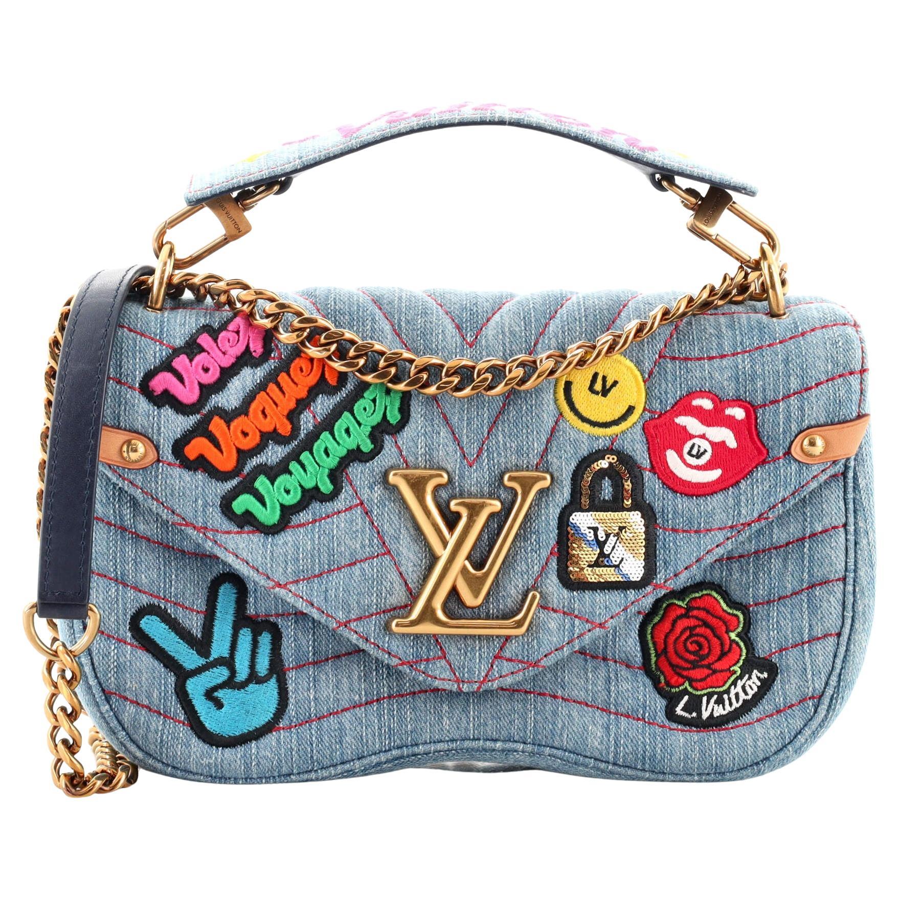 Louis Vuitton New Wave Chain Bag Limited Edition Patches Quilted Denim MM  at 1stDibs