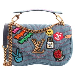 Louis Vuitton New Wave Chain Bag Limited Edition Patches Quilted Denim MM