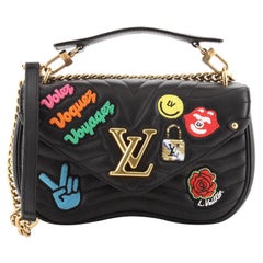 Louis Vuitton New Wave Chain Bag 80s Music Patches MM Black in
