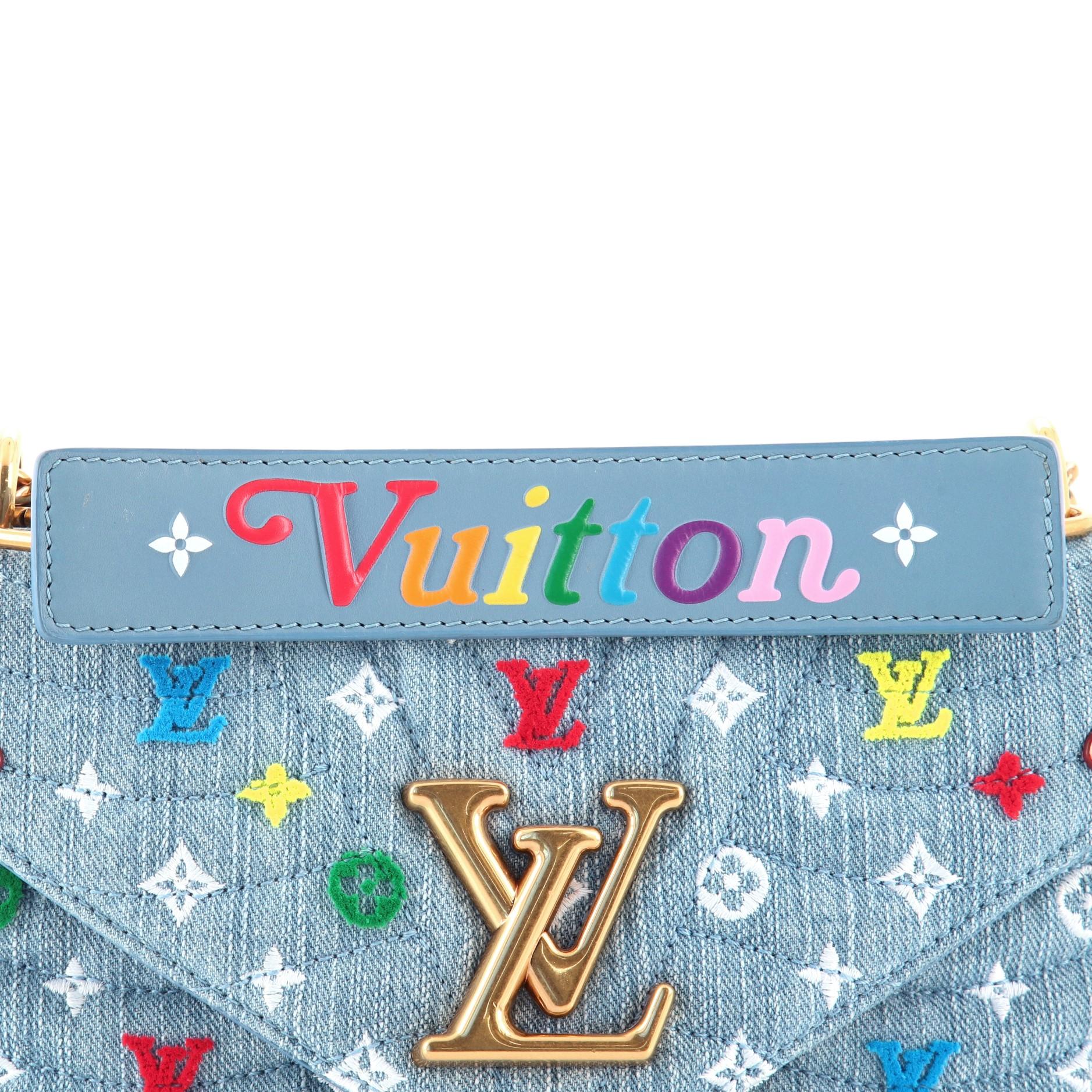 Women's or Men's Louis Vuitton New Wave Chain Bag Monogram Embroidered Quilted Denim MM