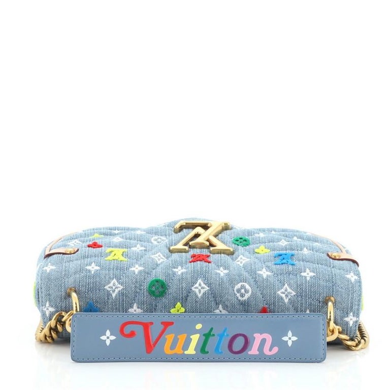 Louis Vuitton New Wave Chain Shoulder Bag Embroidered Monogram Denim New at  1stDibs
