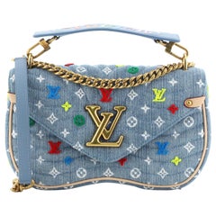 Louis Vuitton Denim Embroidered New Wave Chain Bag MM