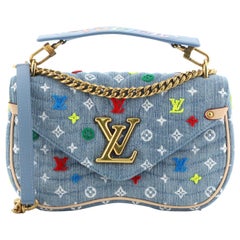 Louis Vuitton New Wave Chain Tasche Monogramm bestickt gesteppt Denim MM