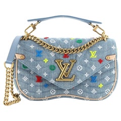 Louis Vuitton New Wave Chain Bag Monogram Embroidered Quilted Denim MM