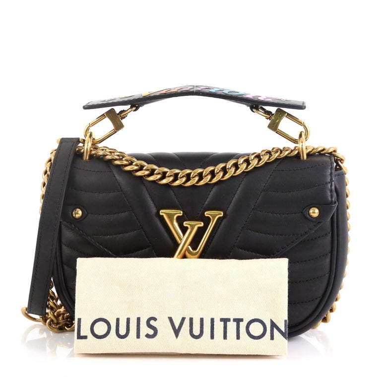 Louis Vuitton New Wave Chain Bag 80s Music Patches MM Black in Smooth  Calfskin with Gold-tone - US