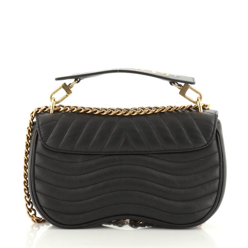 Black Louis Vuitton New Wave Chain Bag Quilted Leather MM