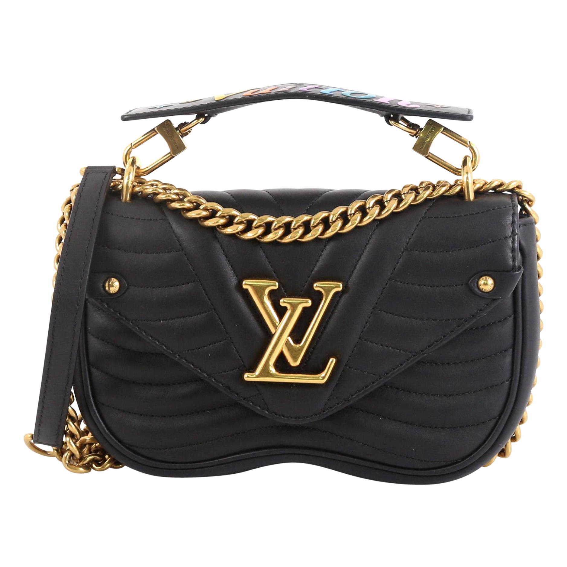 Louis Vuitton New Wave Chain Bag V-Quilted Leather In Black