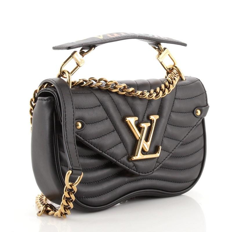 Black Louis Vuitton New Wave Chain Bag Quilted Leather PM