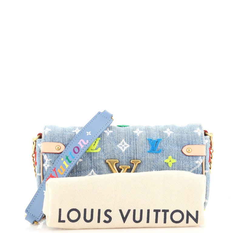 Louis Vuitton New Wave Chain Pochette Monogram Embroidered Quilted Denim at  1stDibs