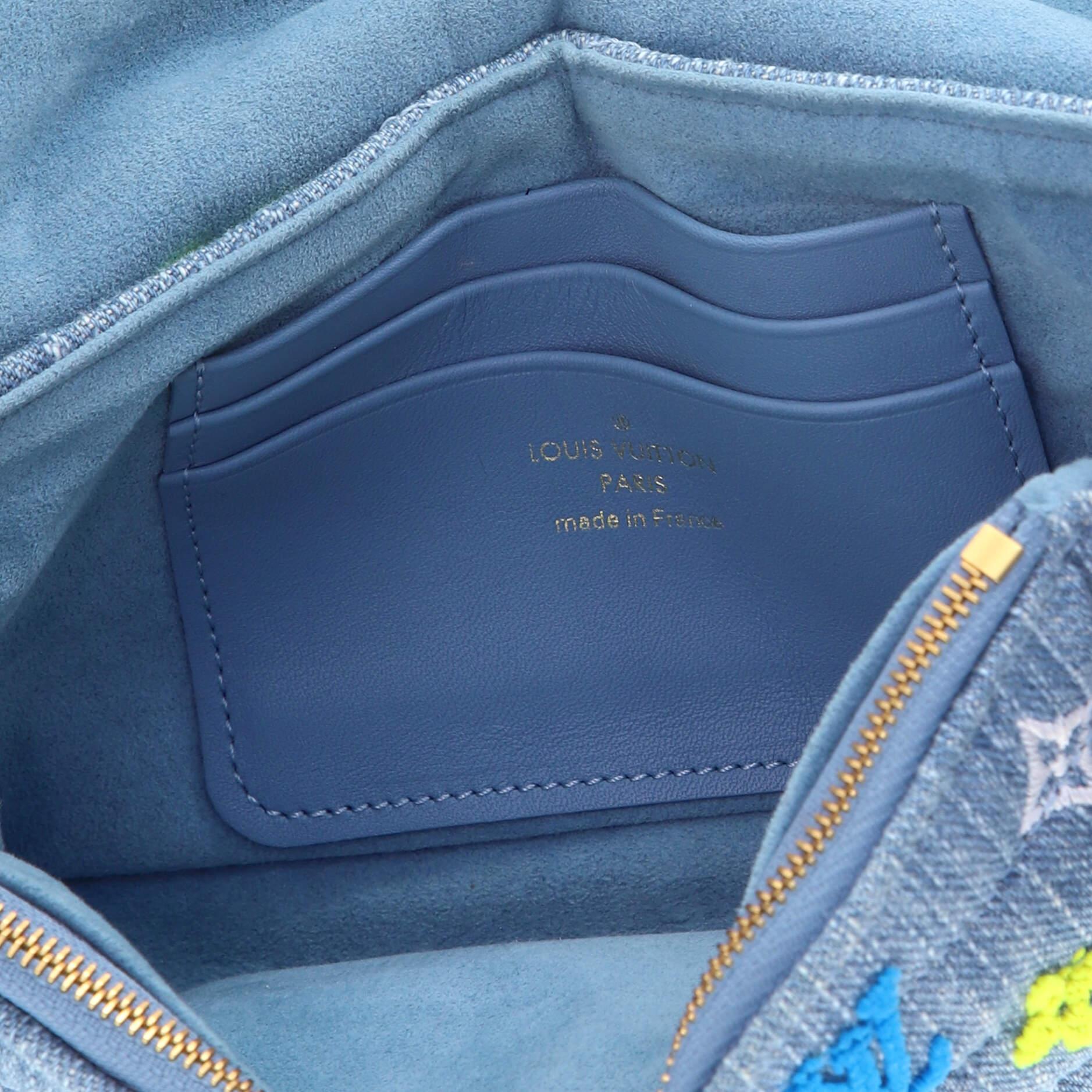 Louis Vuitton New Wave Chain Pochette Monogram Embroidered Quilted Denim 3