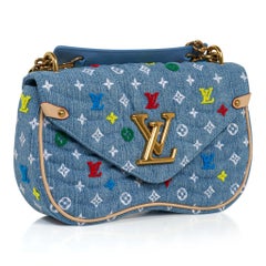 Louis Vuitton New Wave Chain Shoulder Bag Embroidered Monogram Denim