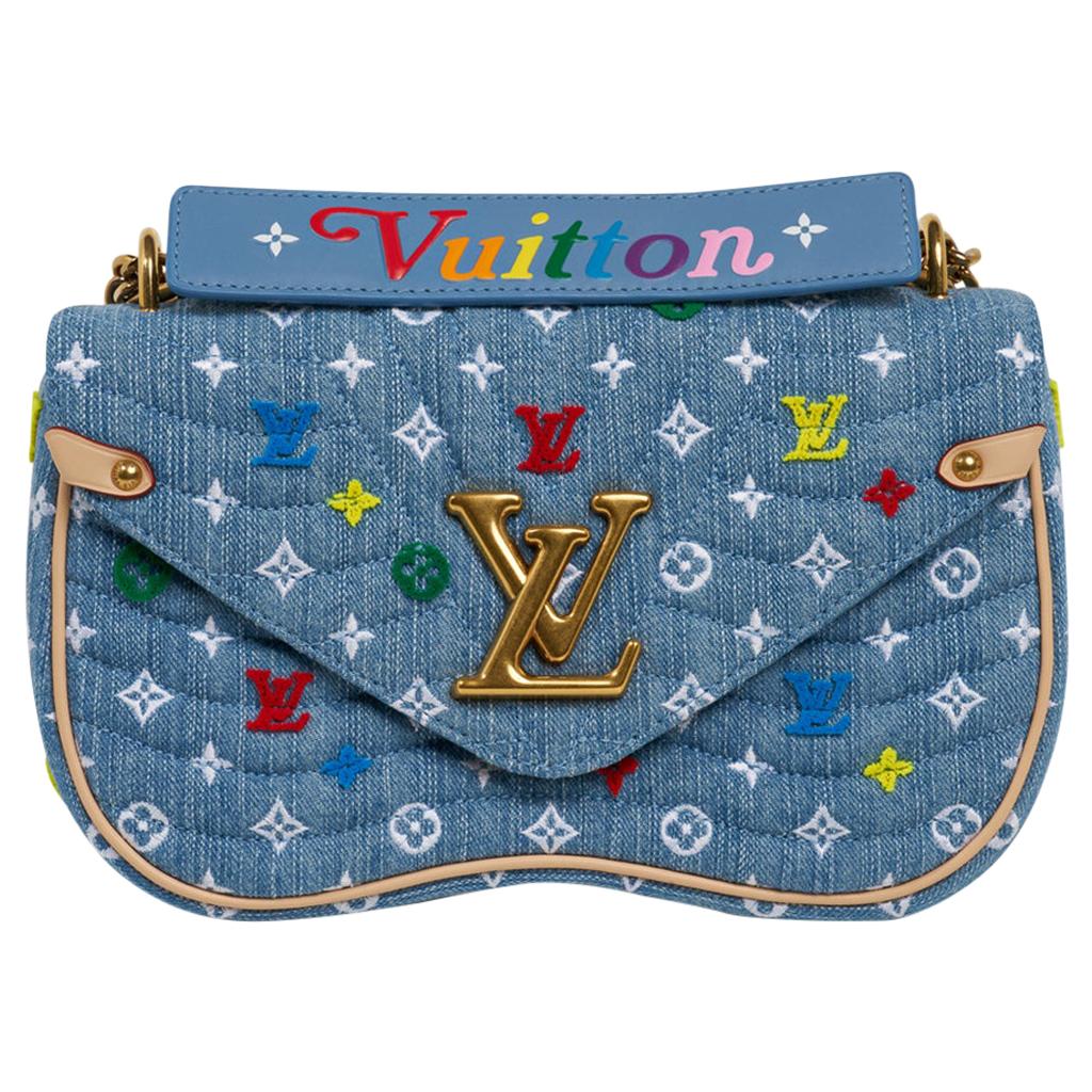 Louis Vuitton New Wave Chain Shoulder Bag Embroidered Monogram Denim For Sale