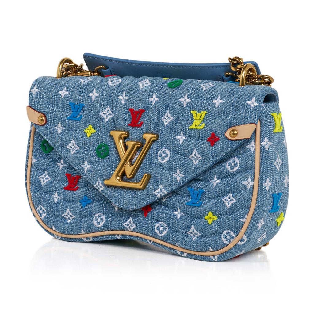 Louis Vuitton New Wave Chain Shoulder Bag Embroidered Monogram Denim ...