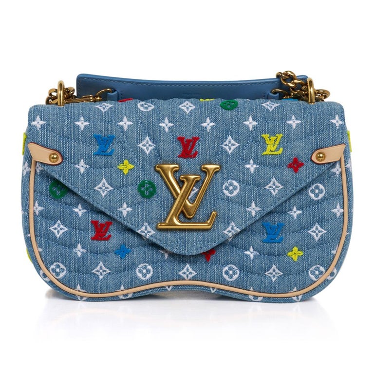 Louis Vuitton New Wave Chain Shoulder Bag Embroidered Monogram Denim ...