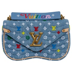 Louis Vuitton New Wave Chain Shoulder Bag Embroidered Monogram Denim New