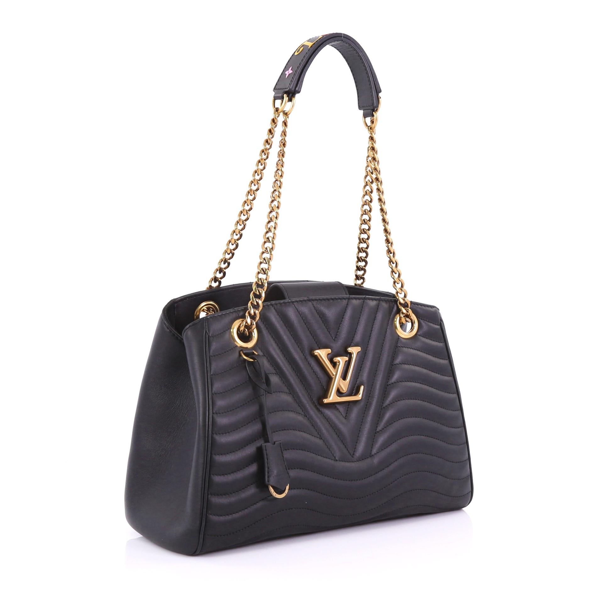 Black Louis Vuitton New Wave Chain Tote Quilted Leather