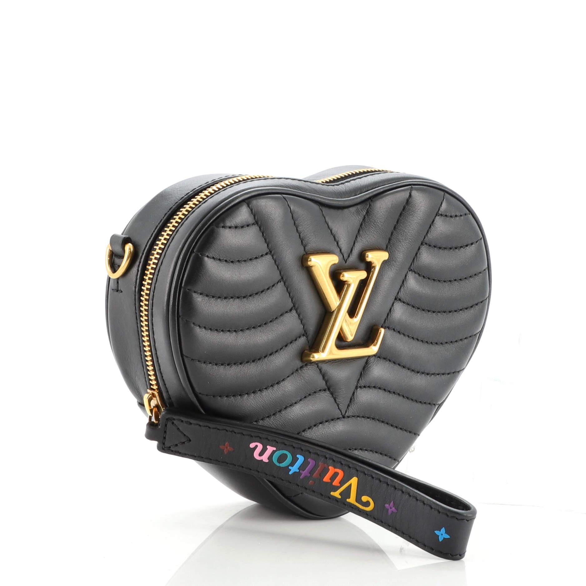 Louis Vuitton New Wave Heart Crossbody Bag Quilted Leather Black 1901521