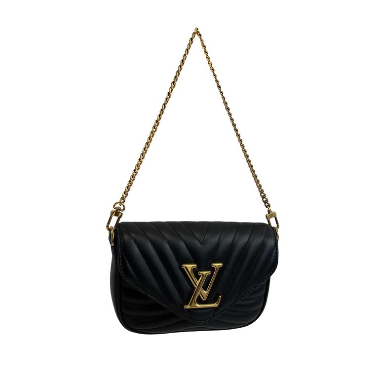 Louis Vuitton New Wave Multi Pochette Gold Hardware Crossbody Black Leather