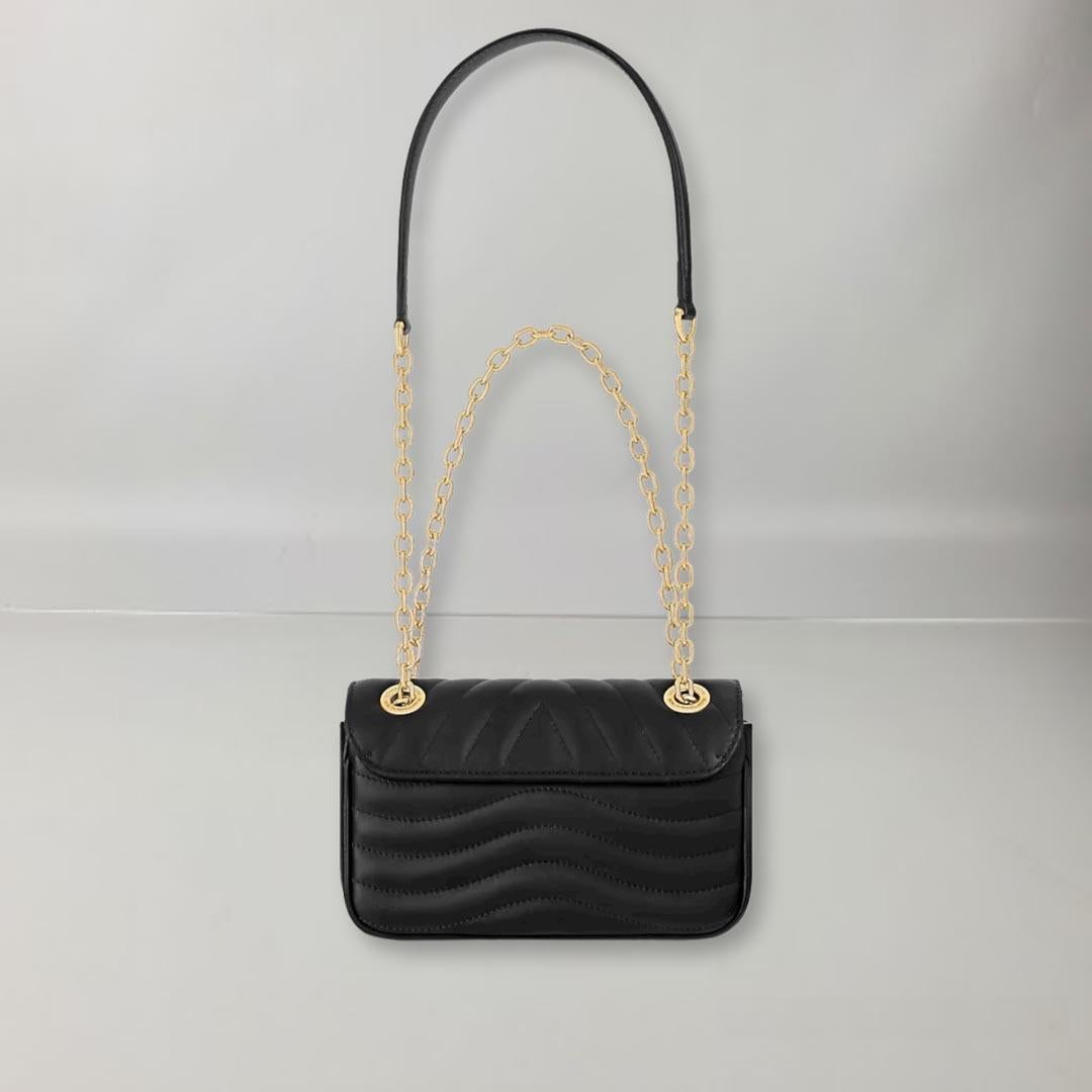Louis Vuitton New Wave PM Chain Bag Black Quilted Cowhide Leather For ...
