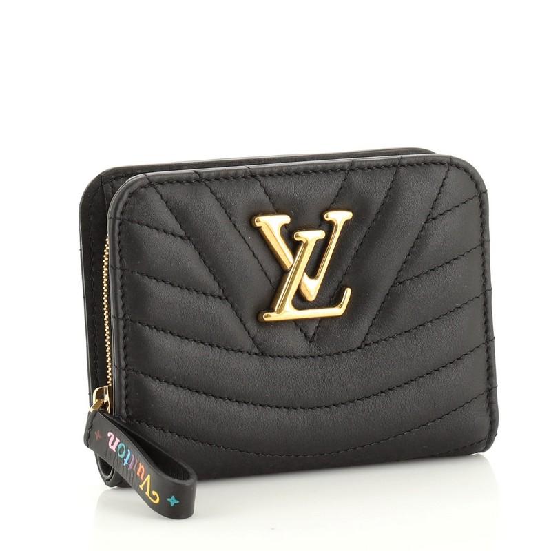 Black Louis Vuitton New Wave Zipped Compact Wallet Quilted Leather