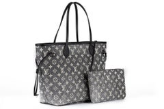 Louis Vuitton NIB Grey Denim Neverfull MM