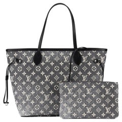 Louis Vuitton NIB Grey Denim Neverfull MM