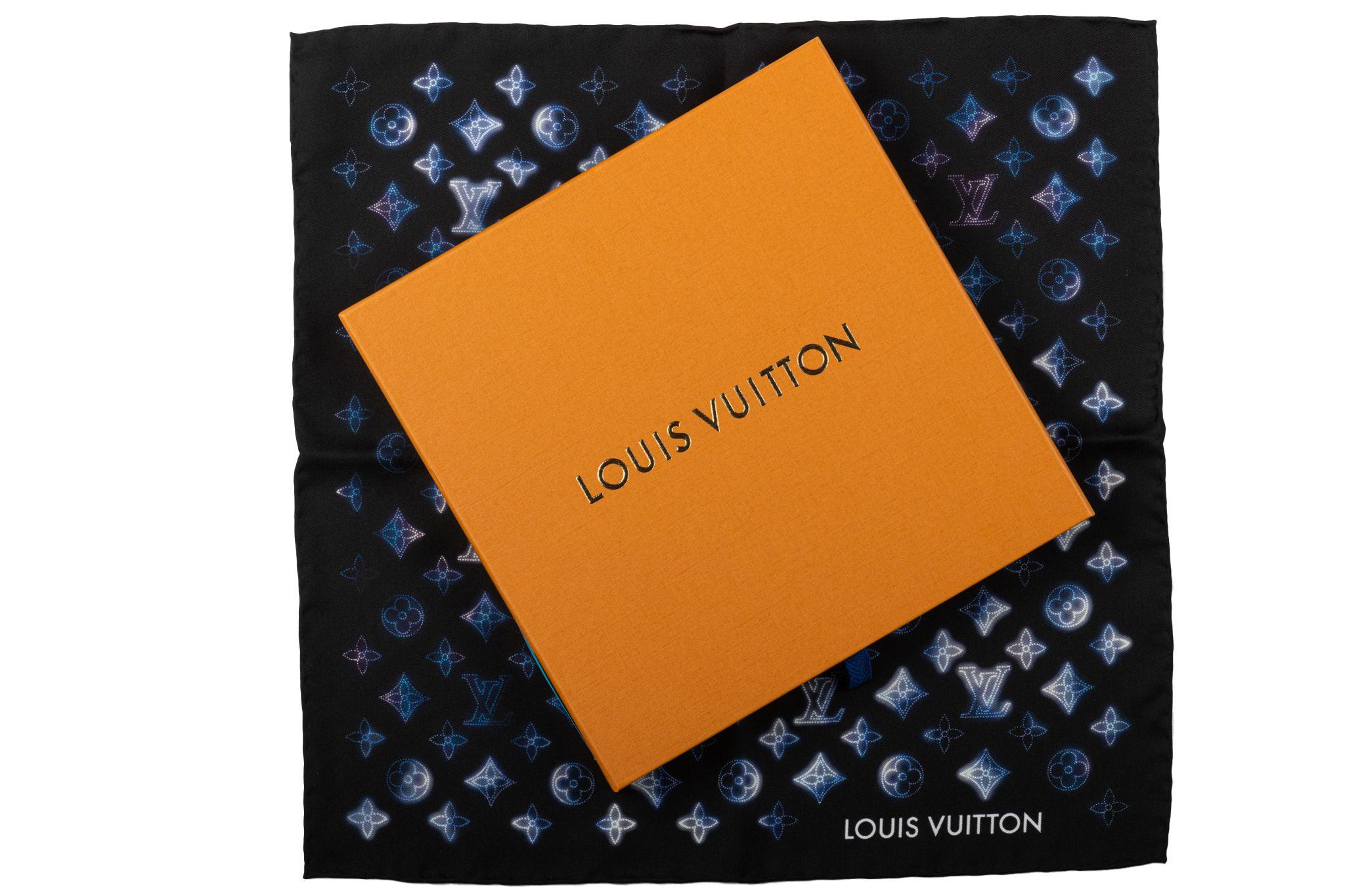 Louis Vuitton new Virgil Abloh black watercolor silk gavroche scarf. Comes with original box.