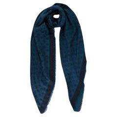 Louis Vuitton Night Blue Monogram Denim wool-silk shawl