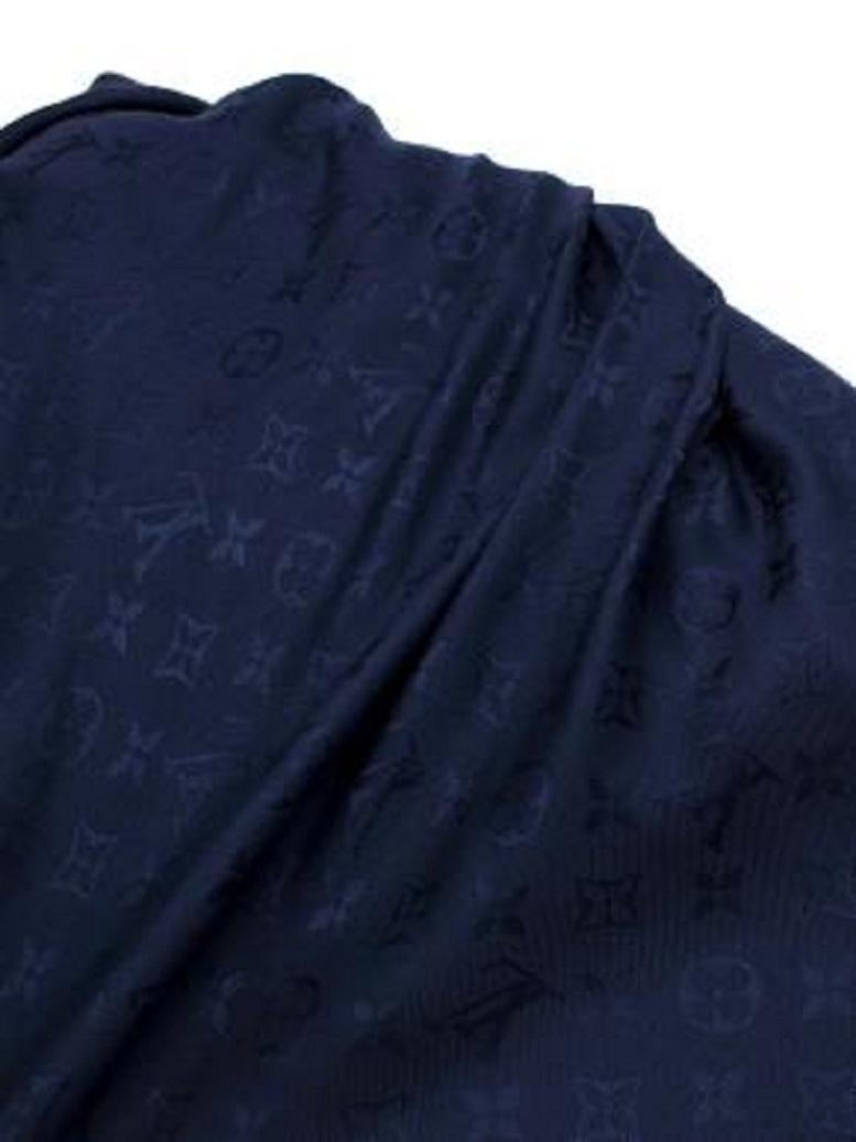 Louis Vuitton Night Blue Silk & Wool Monogram Stole For Sale 1