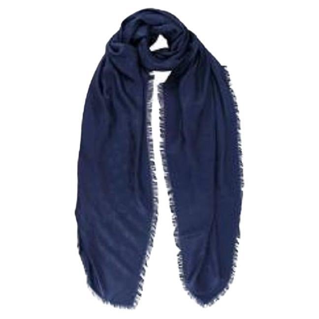 Louis Vuitton Night Blue Silk & Wool Monogram Stole For Sale