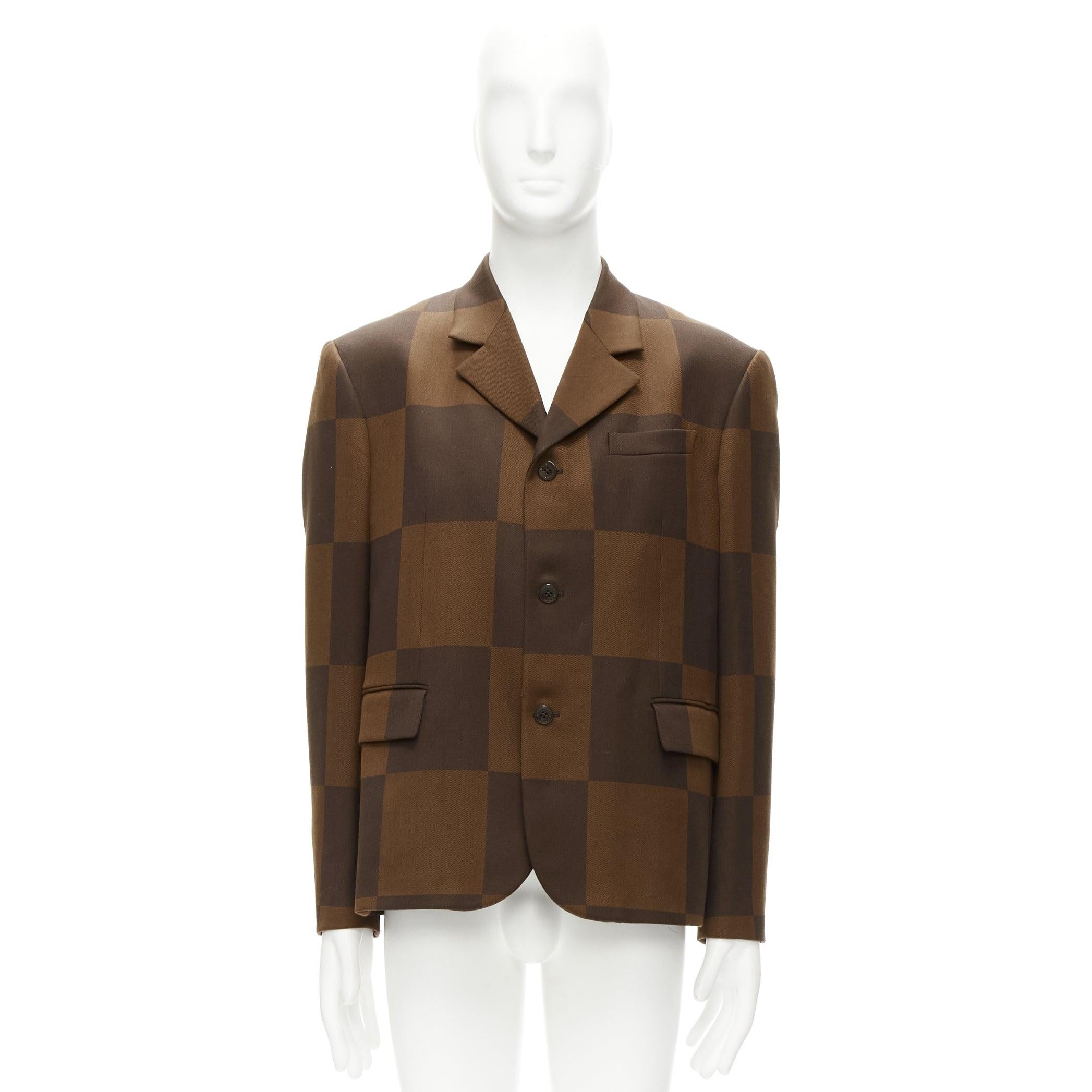 LOUIS VUITTON Nigo 2020 LV2 Runway Giant Damier wool blazer jacket FR52 XL 4