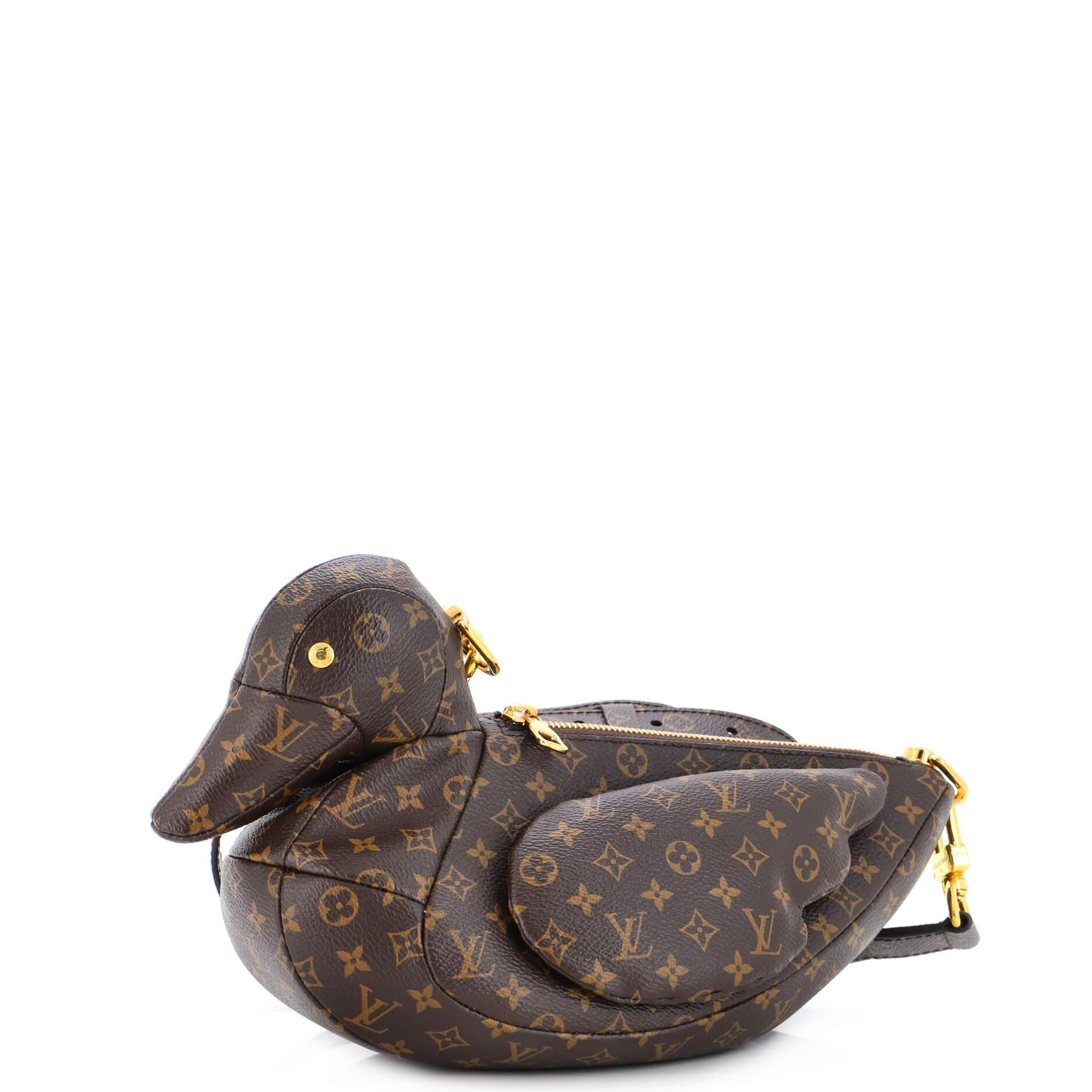 Louis Vuitton Brown Coated Canvas Monogram Duck Bag Gold Hardware