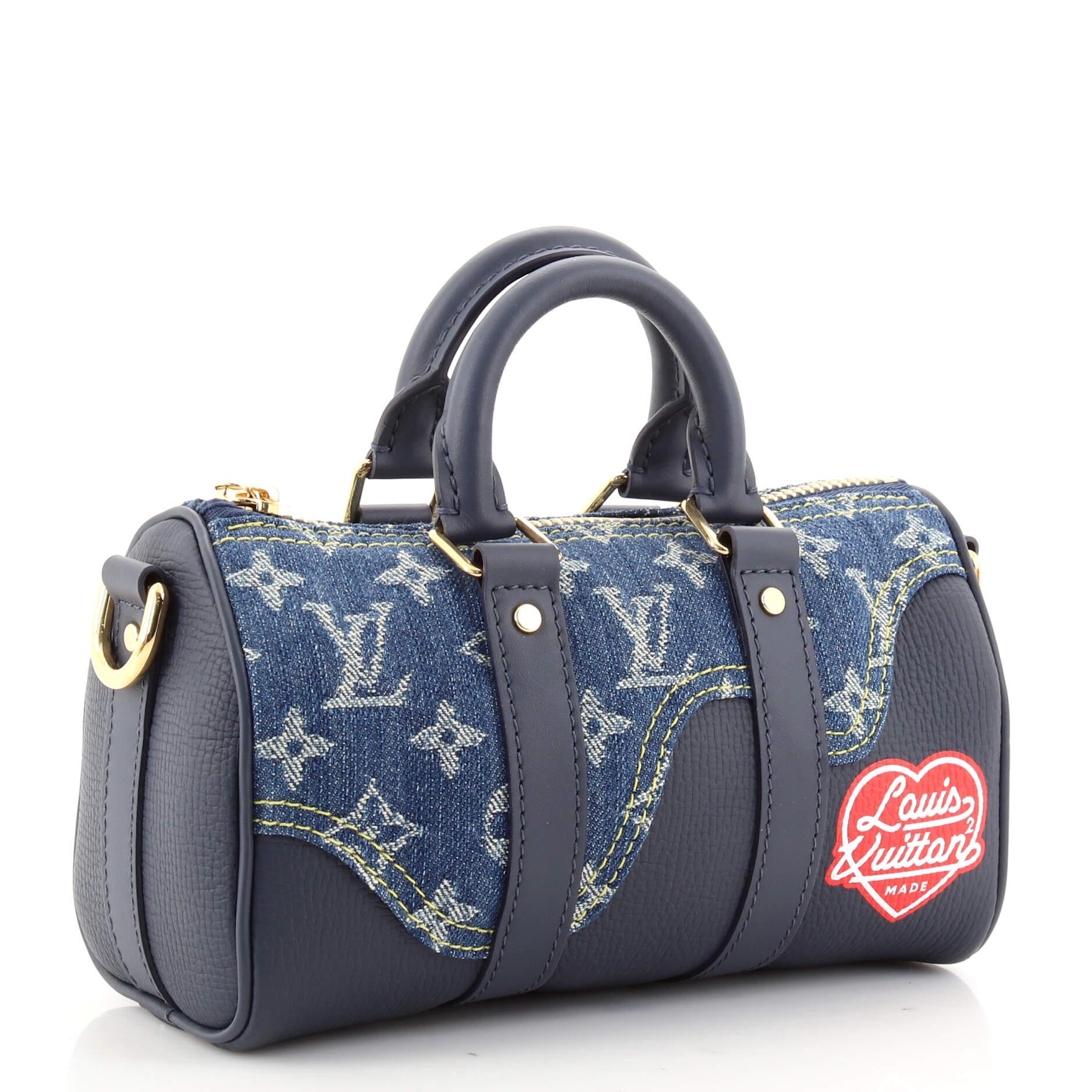 Noir Louis Vuitton Nigo Keepall - Sac Bandoulière Monogramme en denim et cuir Taurillon
