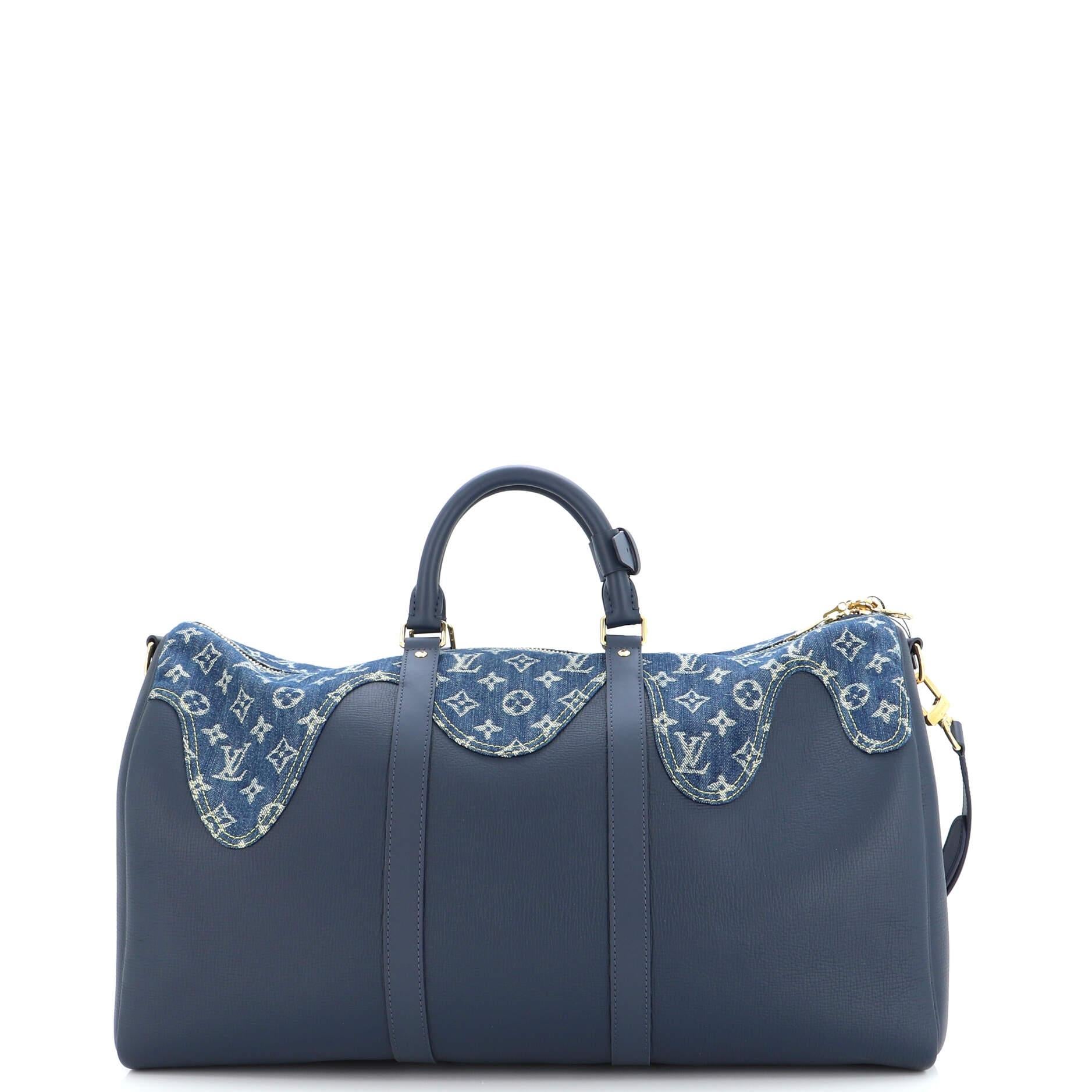 Louis Vuitton Nigo Keepall Bandouliere Bag Monogram Denim and Taurillon Leather In Good Condition For Sale In NY, NY