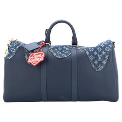 Nigo Keepall Bandouliere Tasche von Louis Vuitton aus Denim und Taurillon-Leder mit Monogramm