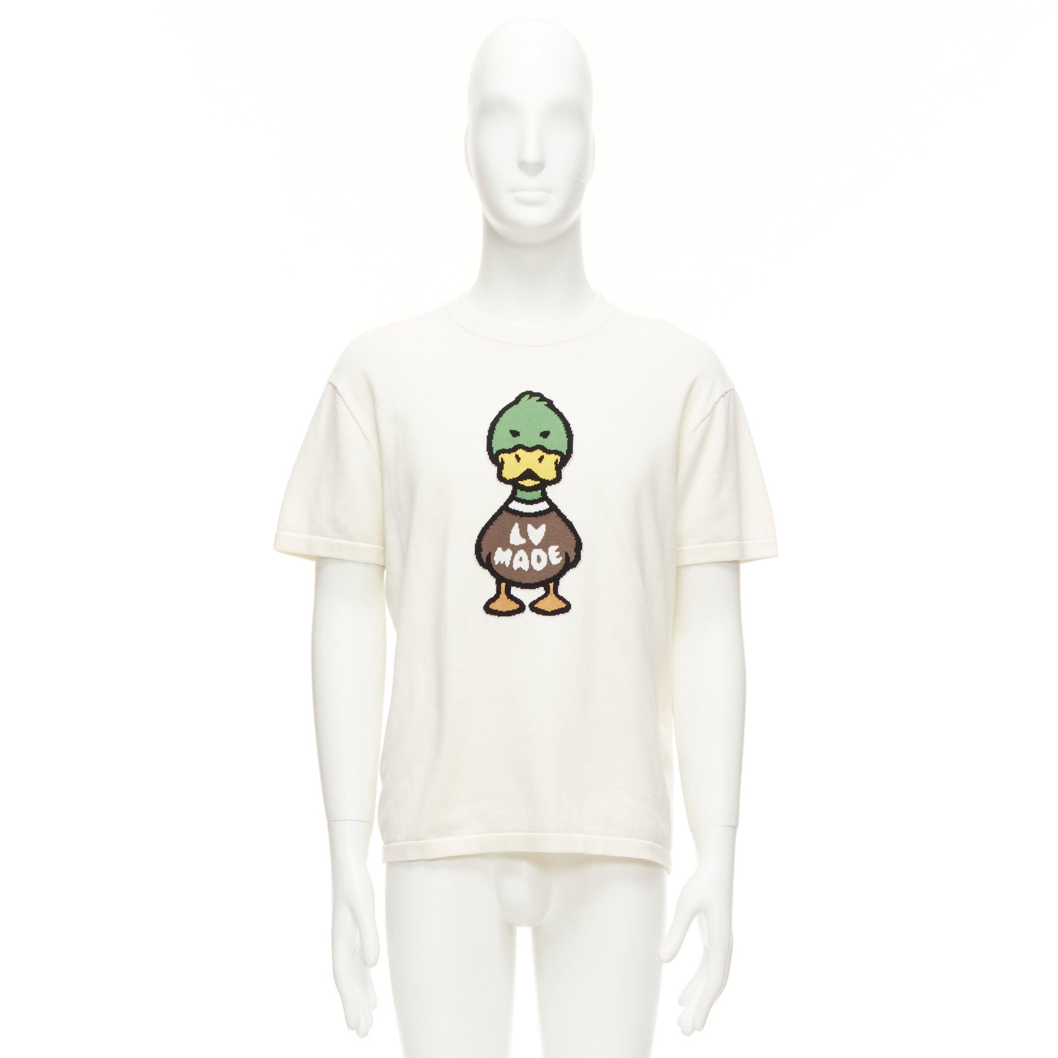 LOUIS VUITTON Top en maille jacquard intarsia LV Made Duck cream S en vente 4