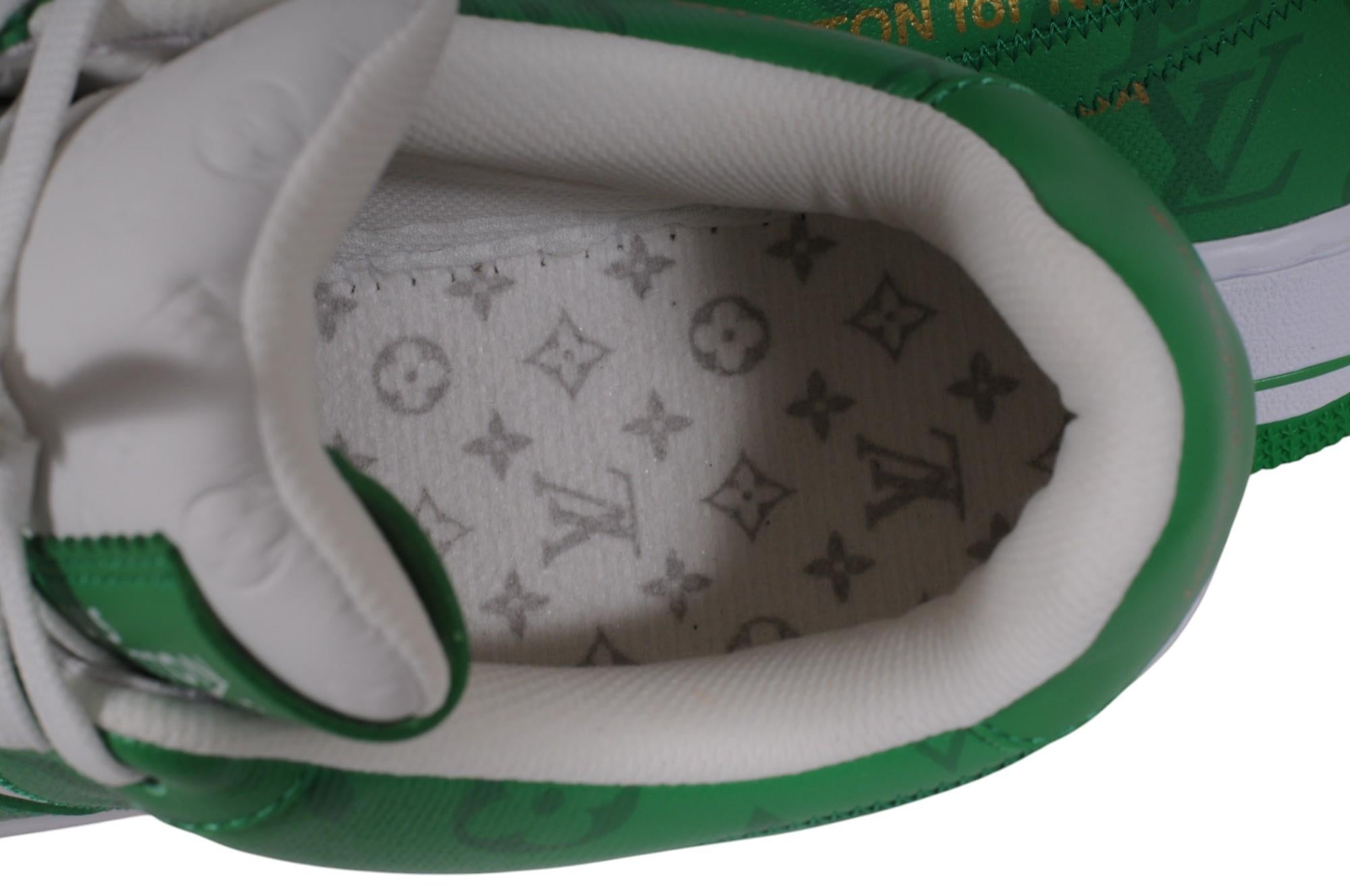 Louis Vuitton Nike Air Force 1 Talla US 8 Verde Blanco Cuero Lv Monograma Low Top en venta 7