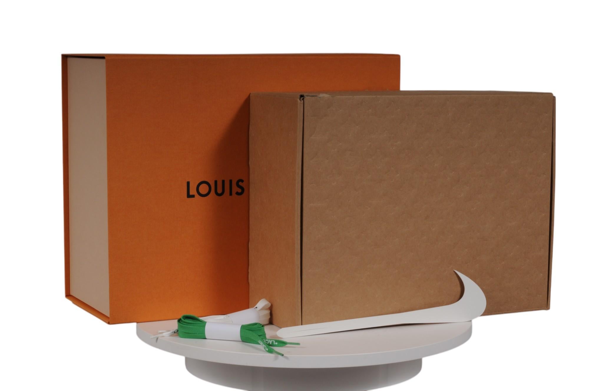 Louis Vuitton Nike Air Force 1 Talla US 8 Verde Blanco Cuero Lv Monograma Low Top en venta 10