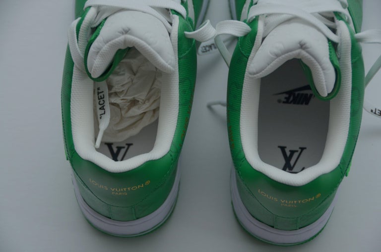 Louis Vuitton Nike Air Force 1 Virgil Abloh Green/White Sneaker Size 8 New