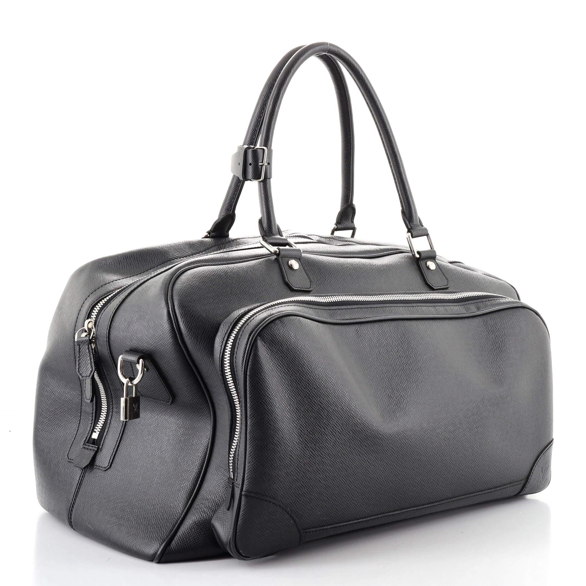 Black Louis Vuitton Nikolai Duffle Bag Taiga Leather