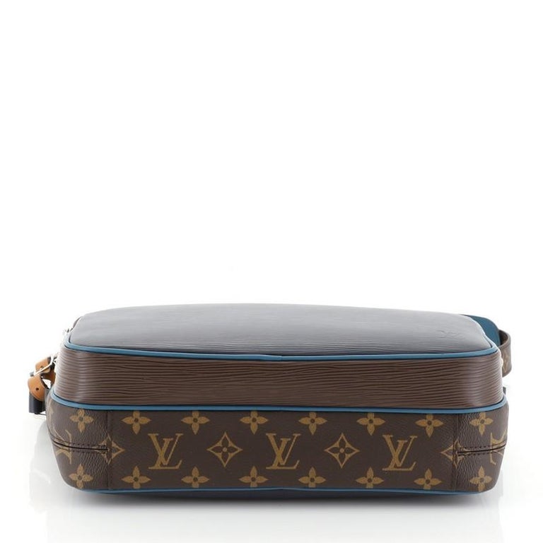 Louis Vuitton Nil Slim Messenger Bag Epi Leather with Monogram Canvas PM  Blue 1812051
